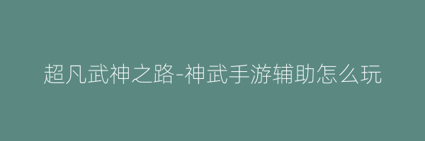 超凡武神之路-神武手游辅助怎么玩