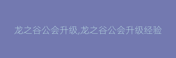 龙之谷公会升级,龙之谷公会升级经验