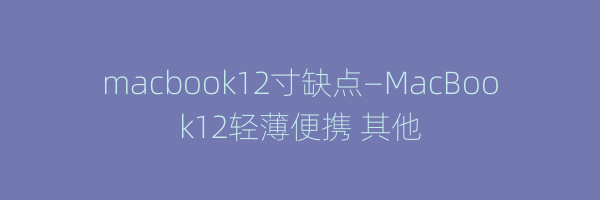 macbook12寸缺点—MacBook12轻薄便携 其他