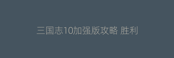 三国志10加强版攻略 胜利