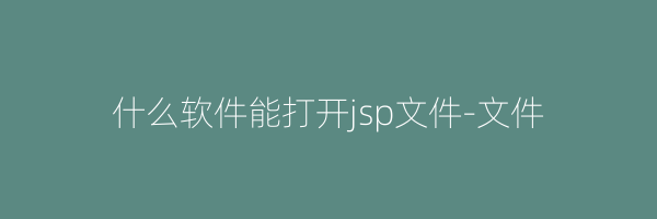 什么软件能打开jsp文件-文件