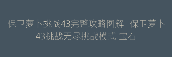 保卫萝卜挑战43完整攻略图解—保卫萝卜43挑战无尽挑战模式 宝石