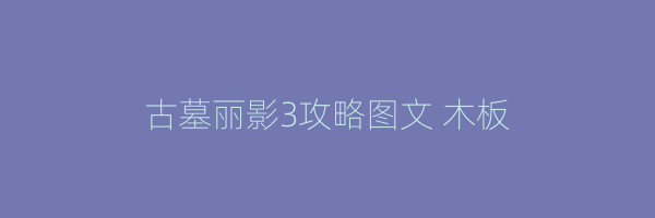 古墓丽影3攻略图文 木板