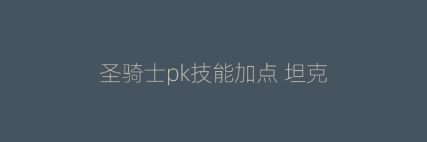 圣骑士pk技能加点 坦克