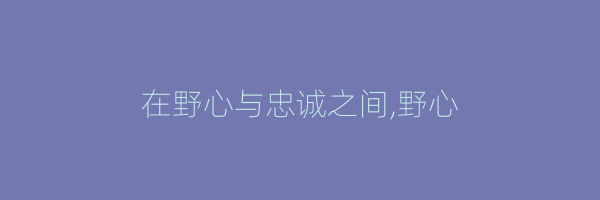 在野心与忠诚之间,野心