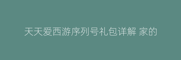 天天爱西游序列号礼包详解 家的