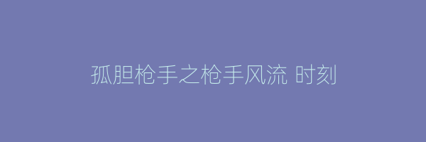 孤胆枪手之枪手风流 时刻