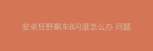 安卓狂野飙车8闪退怎么办 问题