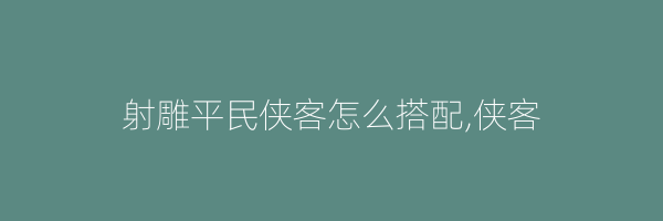 射雕平民侠客怎么搭配,侠客