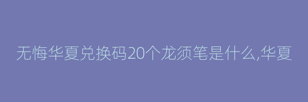 无悔华夏兑换码20个龙须笔是什么,华夏