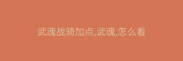 武魂战骑加点,武魂,怎么看