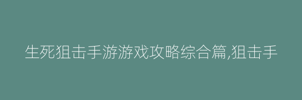 生死狙击手游游戏攻略综合篇,狙击手