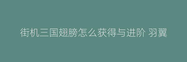 街机三国翅膀怎么获得与进阶 羽翼