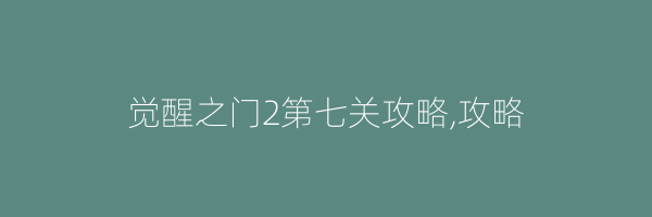 觉醒之门2第七关攻略,攻略