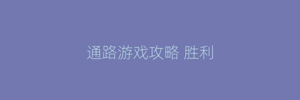 通路游戏攻略 胜利