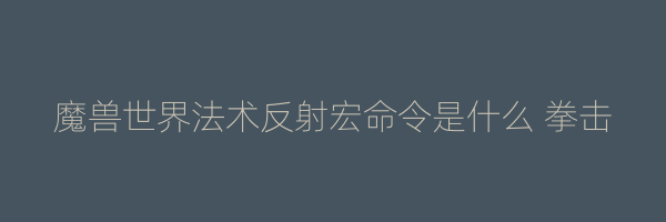 魔兽世界法术反射宏命令是什么 拳击