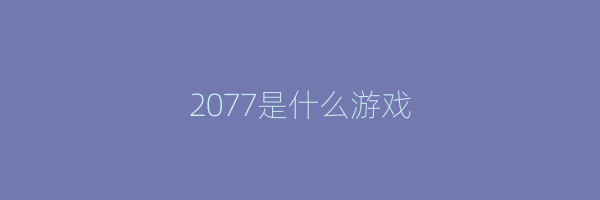 2077是什么游戏