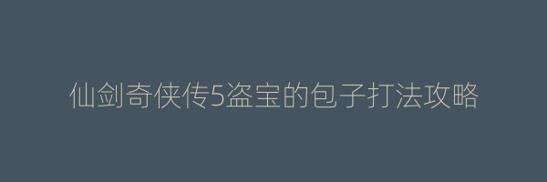 仙剑奇侠传5盗宝的包子打法攻略