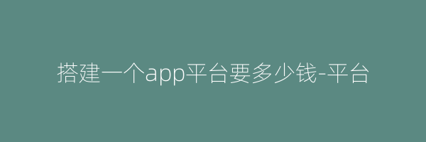 搭建一个app平台要多少钱-平台