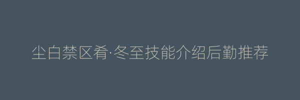 尘白禁区肴·冬至技能介绍后勤推荐